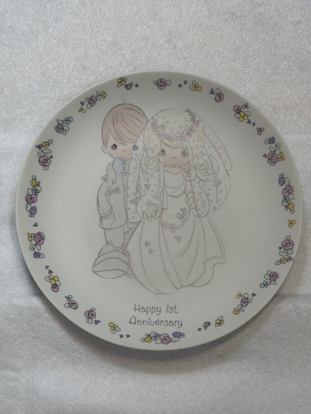 Vintage 1988 Precious Moments "Happy 1st Anniversary" Collector Plate